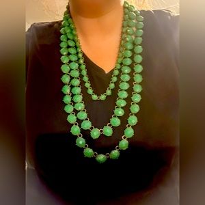 Chico’s Brand Art Deco Faux Jade Statement Necklace